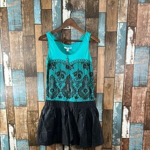 Peppe Peluso Teal and Black Casual Dress